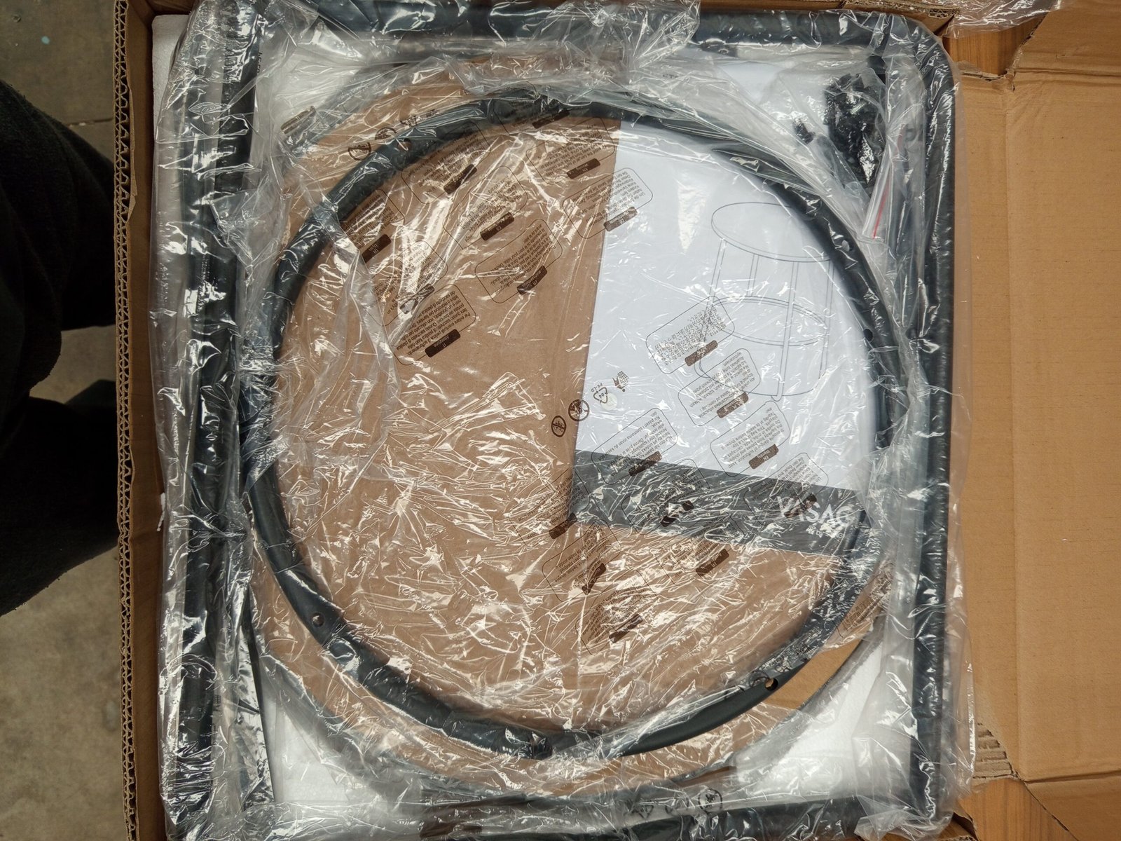 VASAGLE LET223B01 Mesa Auxiliar, Mesa Lateral Redonda con Cesta de Tela. - Imagen 5