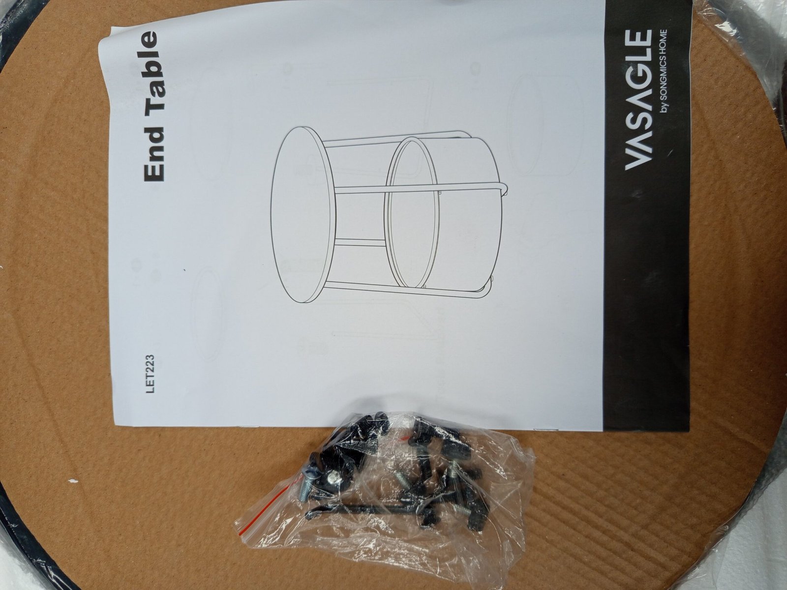 VASAGLE LET223B01 Mesa Auxiliar, Mesa Lateral Redonda con Cesta de Tela. - Imagen 3