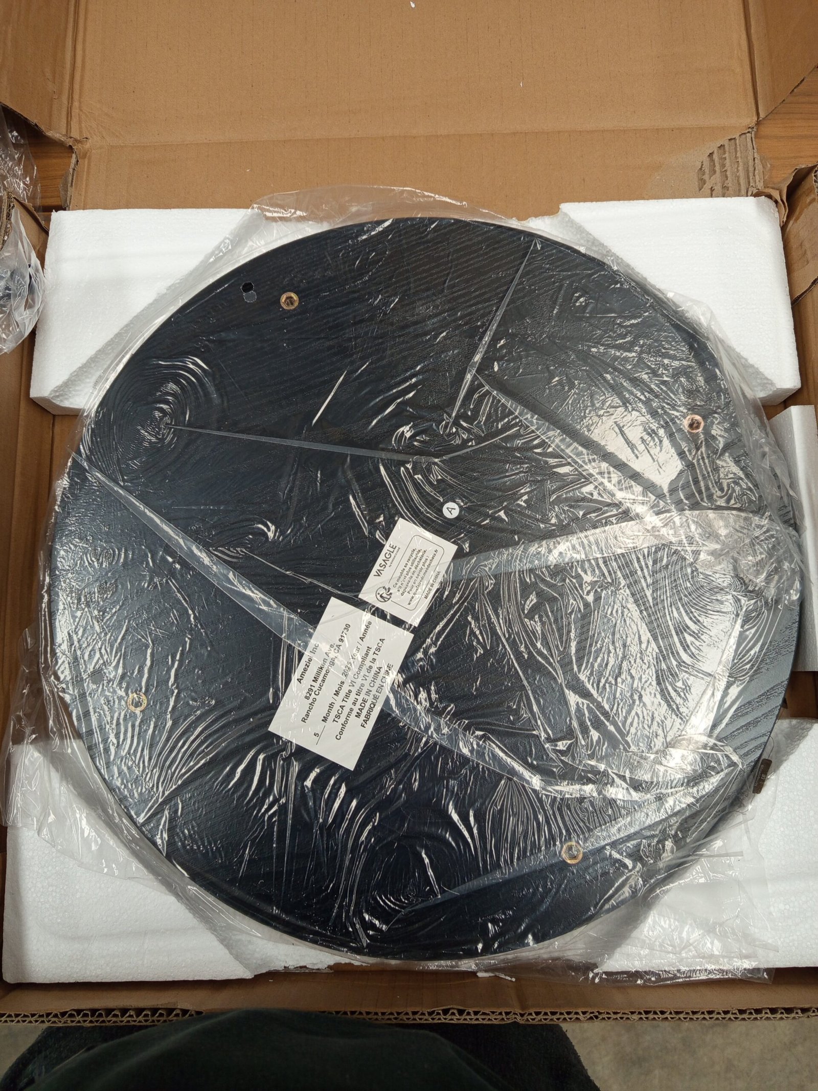 VASAGLE LET223B01 Mesa Auxiliar, Mesa Lateral Redonda con Cesta de Tela. - Imagen 6