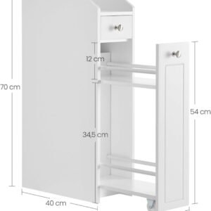 VASAGLE BBC847P31 Armario de Baño, Armario Estrecho de Pie.