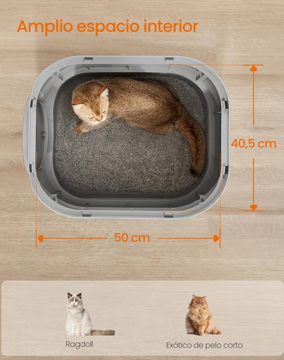 Feandrea PPT002B01 Arenero Cerrado para Gatos, Caja de Arena, XXL.