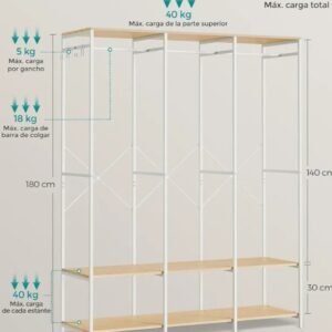 SONGMICS RGR005W67 Armario de Ropa Portátil, Armario Plegable, Perchero.