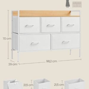 SONGMICS LTS135W01 Cómoda para Dormitorio, Cajonera con 5 Cajones