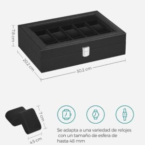 Songmics JWB12B - Caja de presentación para 12 relojes.