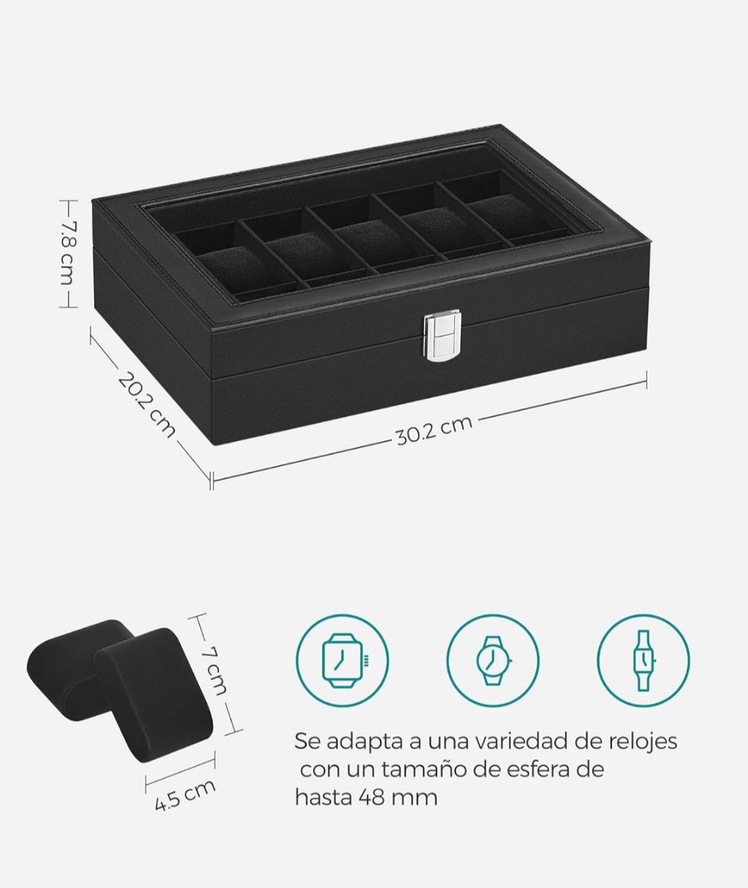 Songmics JWB12B - Caja de presentación para 12 relojes.