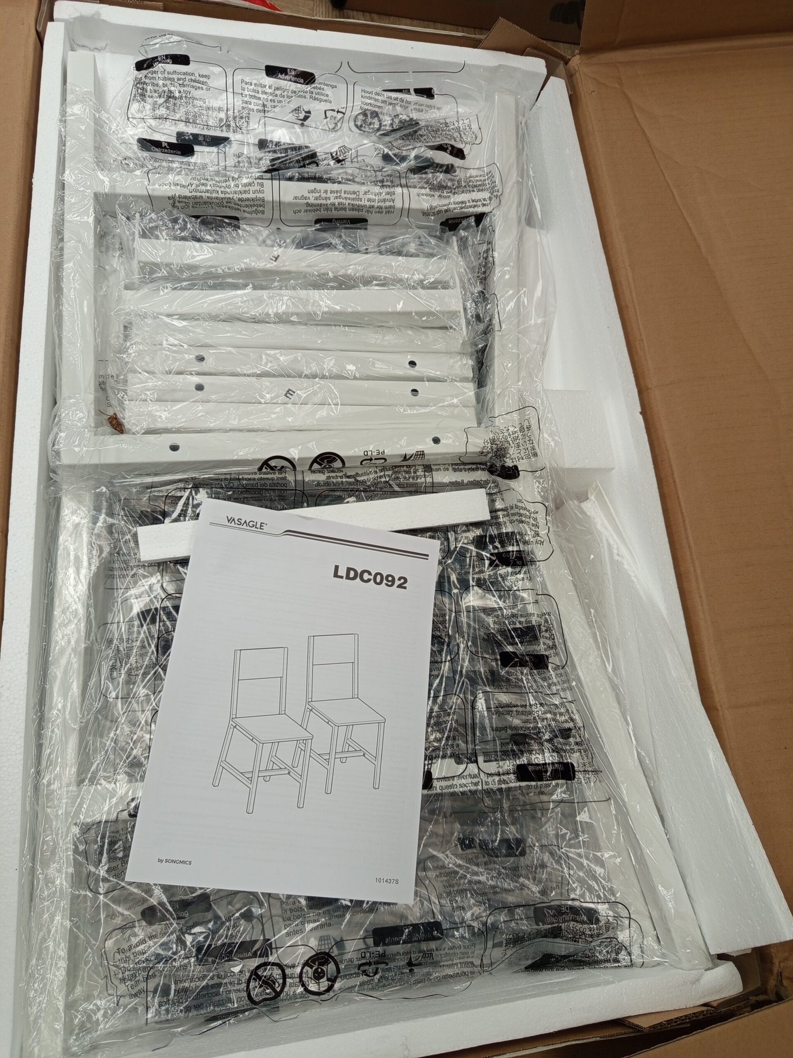 VASAGLE LDC092W01B1 Juego de 2 sillas de comedor marrones y blancas. - Imagen 8