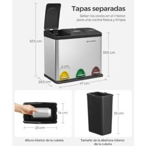 SONGMICS Cubo de Basura de Cocina LTB24L.