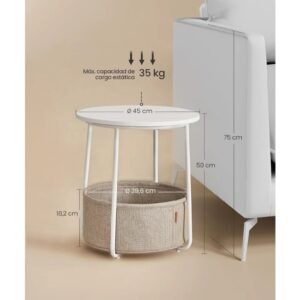 VASAGLE - Mesa Baja Redonda - LET223W10