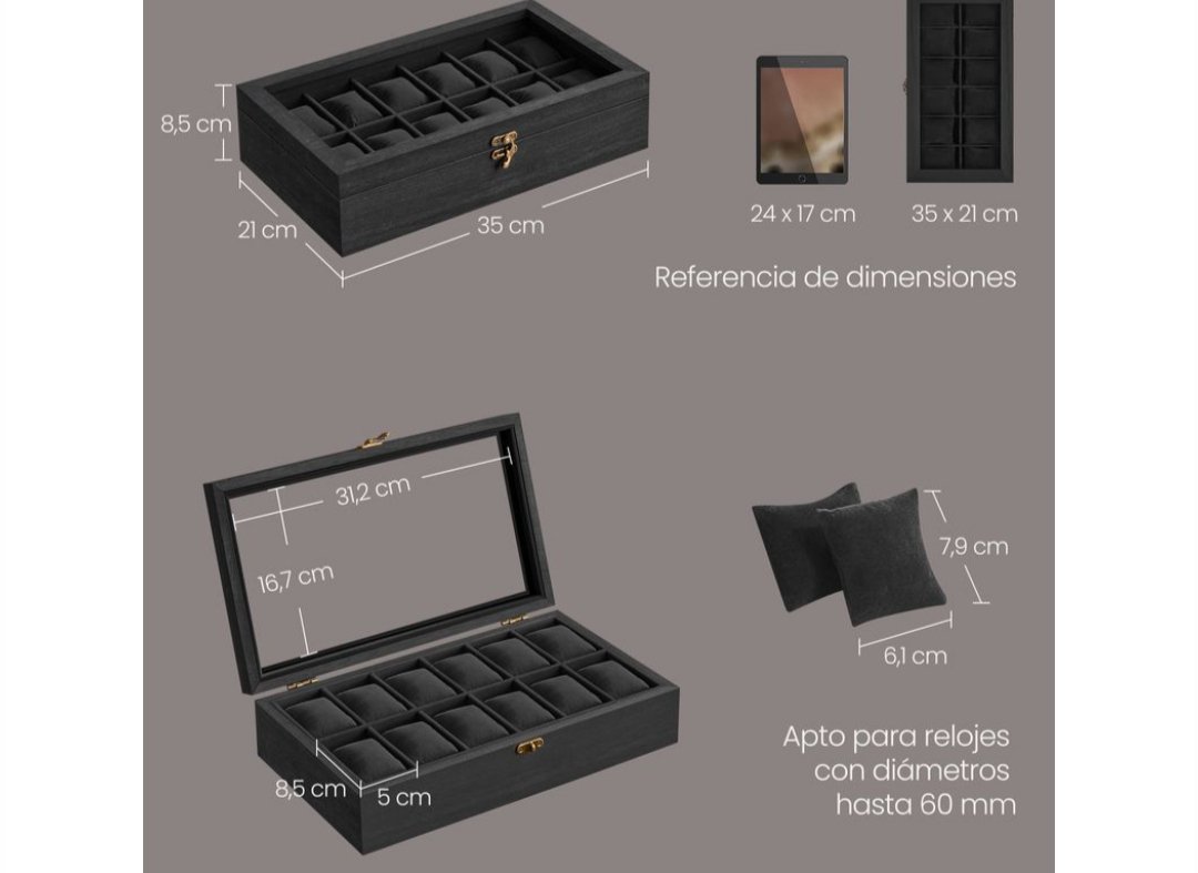 SONGMICS Caja para Relojes - JOW120B02