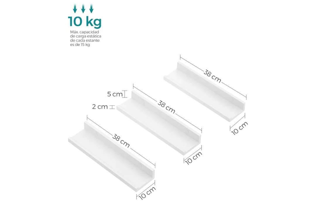 SONGMICS - Estantes de Pared - LWS38WT