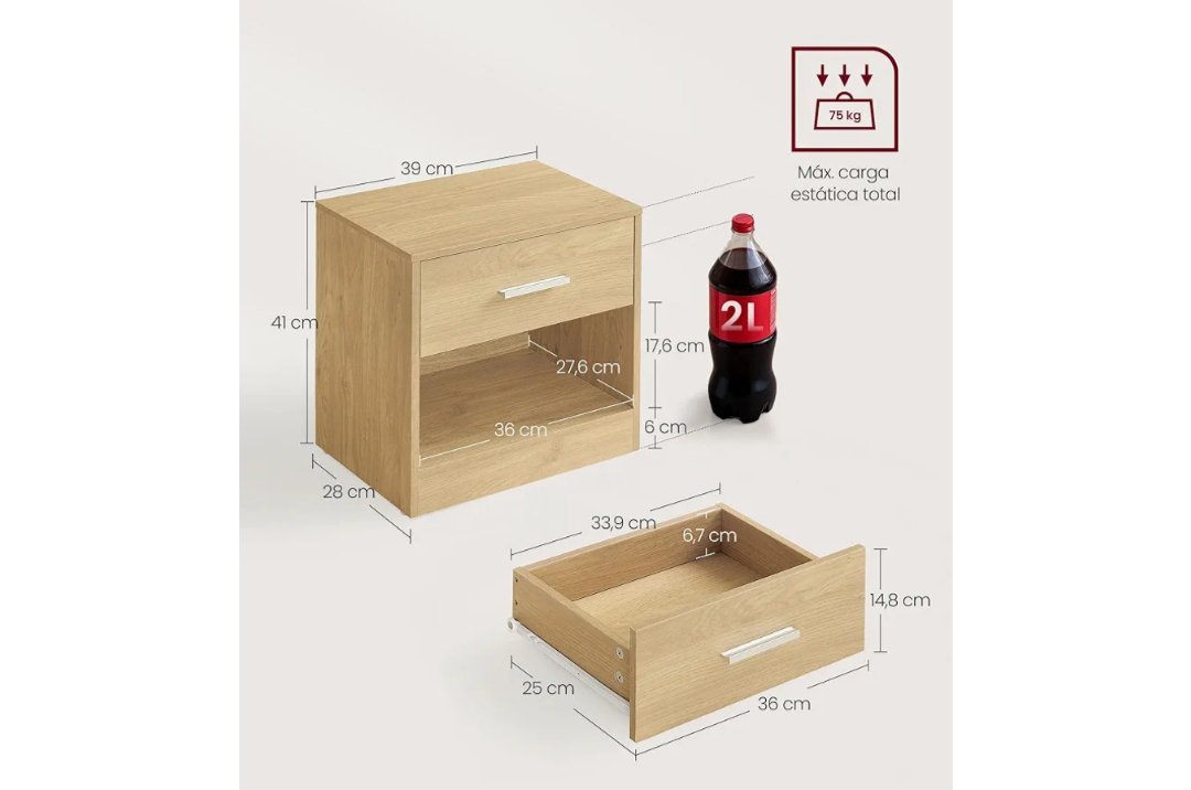 VASAGLE Mesita de Noche LET619Y70