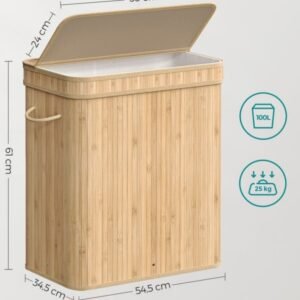 SONGMICS Cesto Ropa Sucia con Tapa Natural LCB063N01