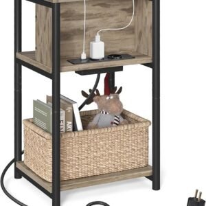 VASAGLE LET375K01 MESA AUXILIAR CON ENCHUFE