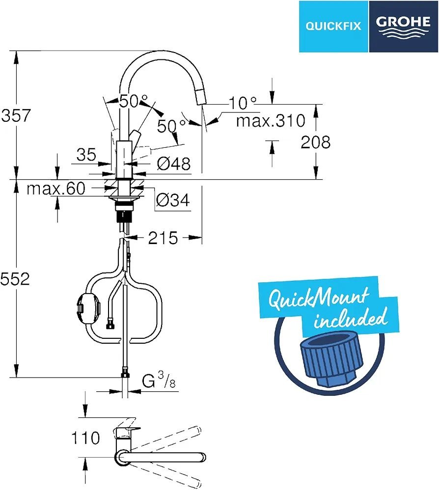 Grifo monomando - Start Flow QuickFix - Grohe - Imagen 2