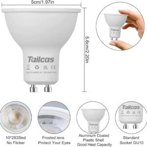 10 x Bombilla LED - GU10 7W - Tailcas