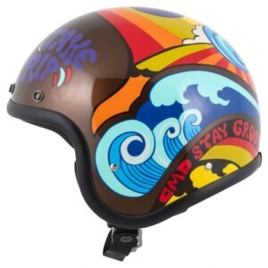 Retro Trip Casco Jet Marrón Azul XL Material: Fibra de vidrio.