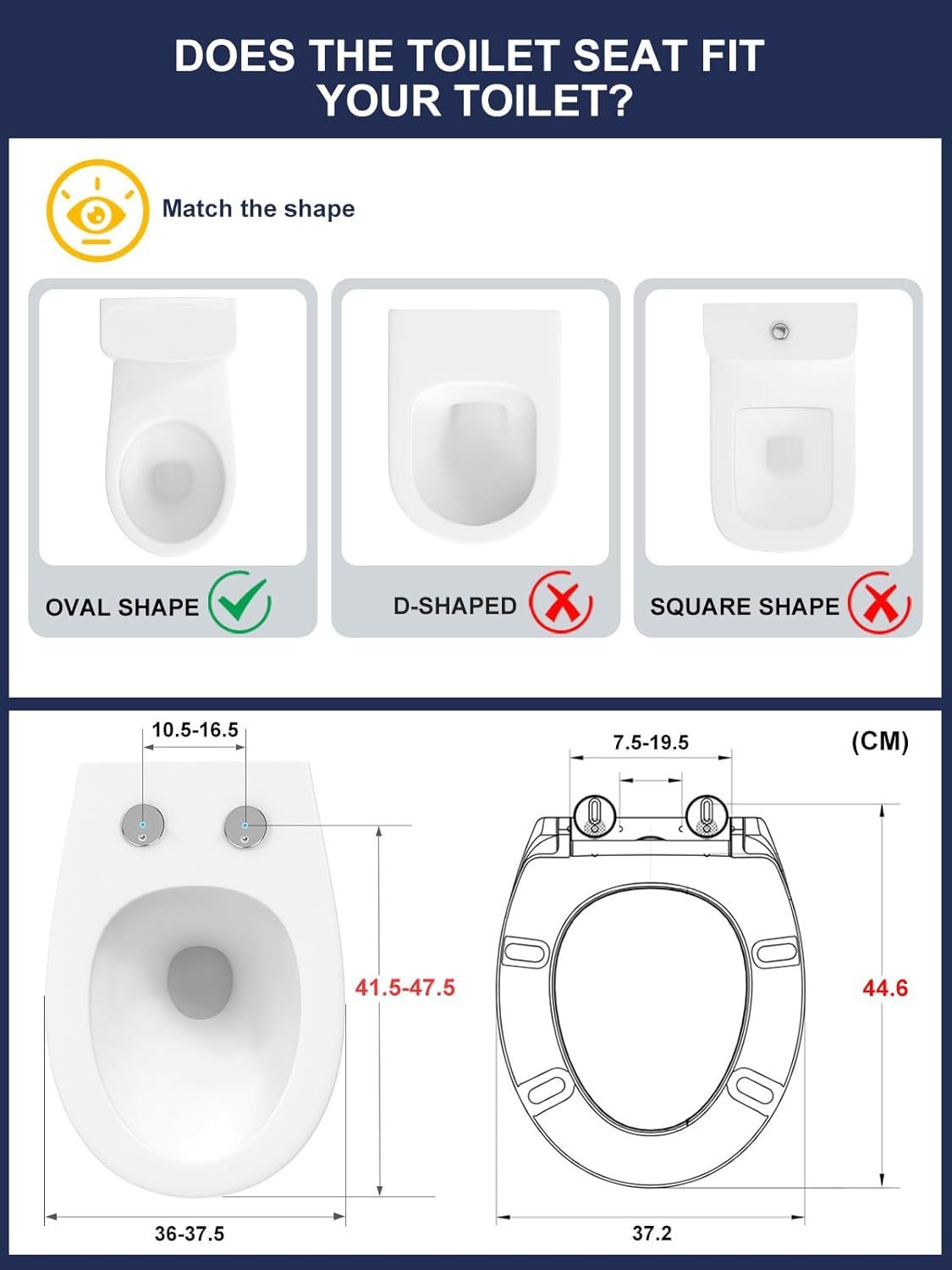 YEAUPE PRO Tapa Wc Forma O Universal, Asiento de Inodoro de Cierre Suave.