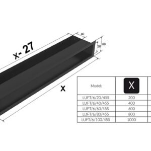 Rejilla de Aire Caliente 6 x 60 cm Negro.