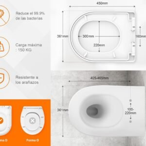 Ibergrif M41001 Tapa wc, Asiento de Inodoro de Cierre Suave en Forma de D