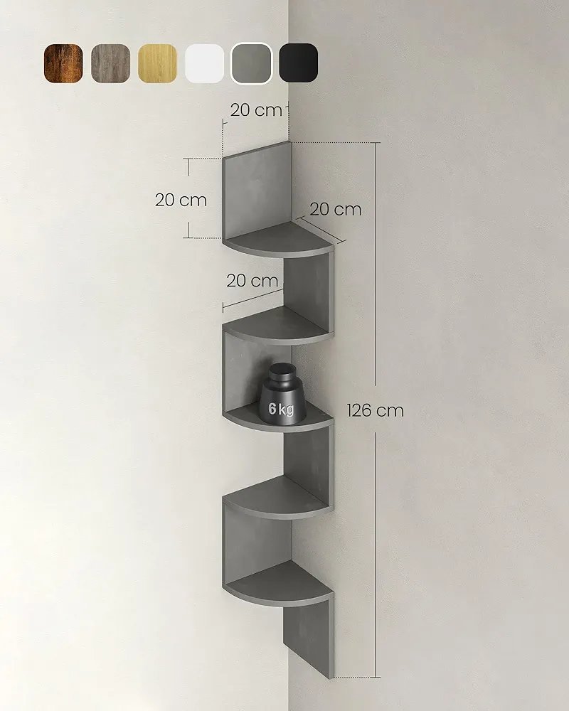 VASAGLE LBC072G49 ESTANTERÍA DE ESQUINA DE PARED - Imagen 2