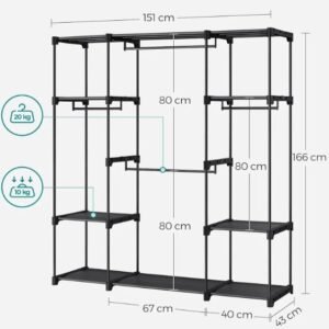 SONGMICS RYG036B02 Armario de Ropa, Perchero, Burro Ropa.