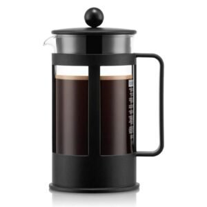 Bodum Kenya - Cafetera, 8 tazas, 1 l, color negro Recipiente en cristal.