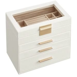 SONGMICS JBC161W01 Caja de Joyas, Caja Joyero con 4 Niveles.