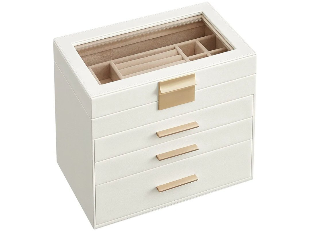 SONGMICS JBC161W01 Caja de Joyas, Caja Joyero con 4 Niveles.