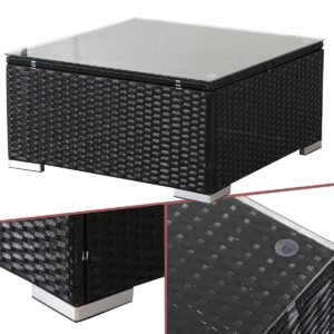 Mesa auxiliar de ratán, 70x70 cm - AREBOS