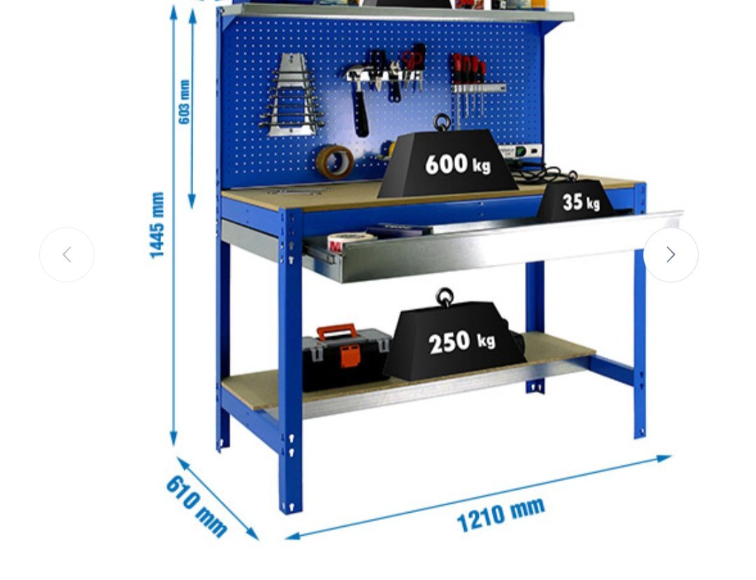 SIMONWORK BT3 BOX 1200 AZUL/MADERA Mesa de trabajo - Imagen 2