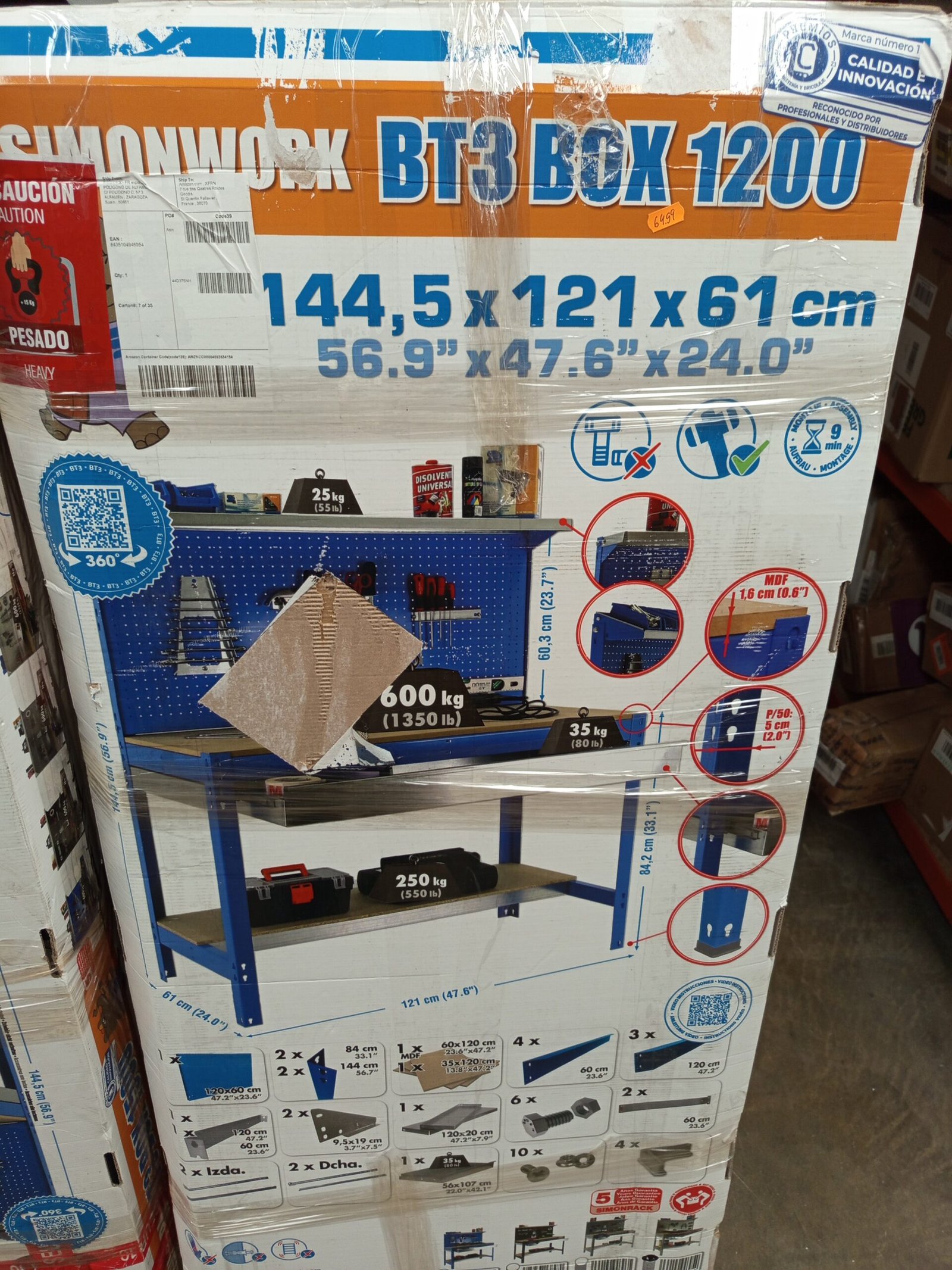 SIMONWORK BT3 BOX 1200 AZUL/MADERA Mesa de trabajo - Imagen 9