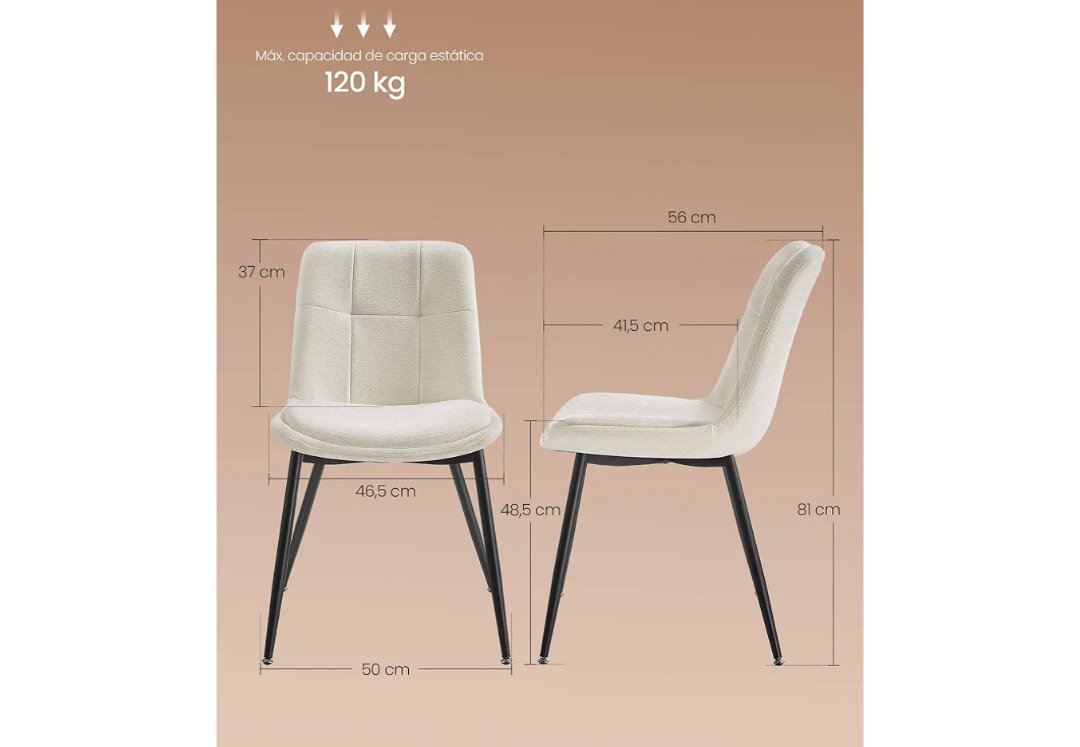 VASAGLE Juego de 2 Sillas de Comedor KDC151W01 - Imagen 2