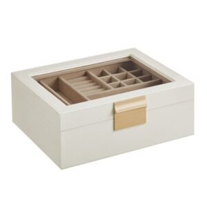 SONGMICS Caja de Joyas Blanco Nube y Dorado Metálico JBC238W01
