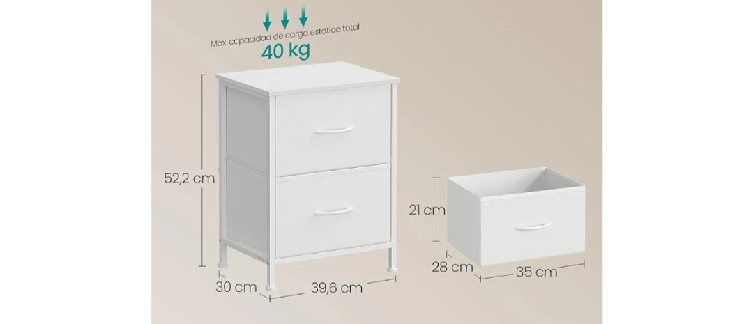 SONGMICS Cómoda, con 2 Cajones LGS312WH01 - Imagen 2