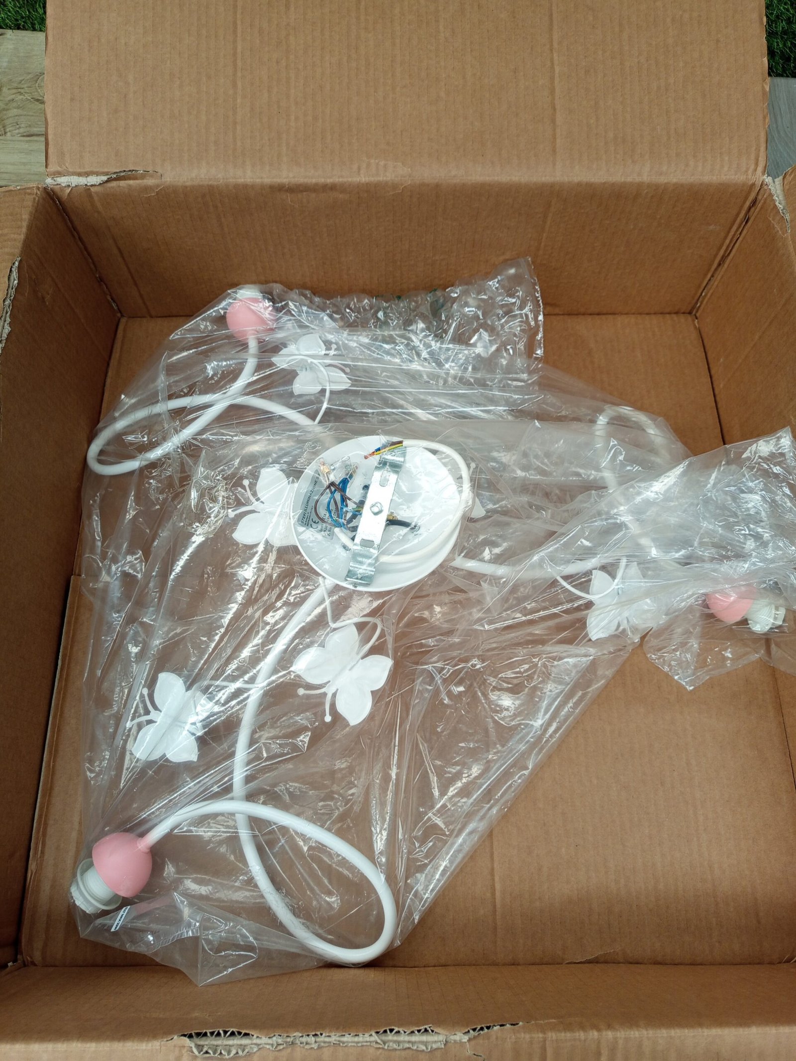 ONLI - Plafón de 3 luces de metal blanco con mariposas pintadas - Imagen 3