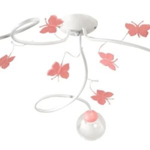 ONLI - Plafón de 3 luces de metal blanco con mariposas pintadas