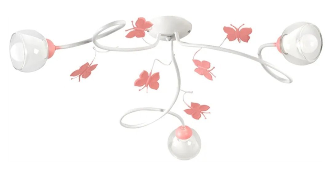 ONLI - Plafón de 3 luces de metal blanco con mariposas pintadas