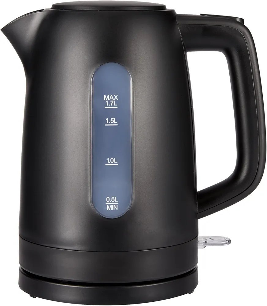 Amazon Basics Hervidor de Agua 1,7L 2200W, Negro Mate