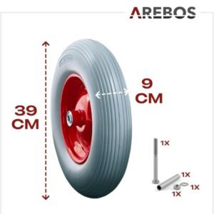 Arebos Rueda de Carretilla de Goma Maciza.