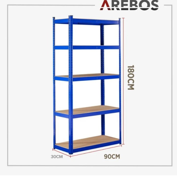 Arebos 2 Estanterías 180X90X30 Azules - Imagen 2