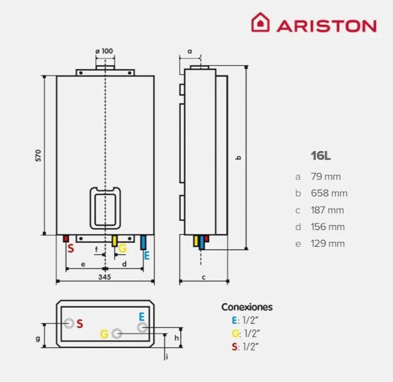 Ariston Next Evo X - Calentador de Agua 16L/min Bajo Consumo, Calentador Gas - Imagen 2
