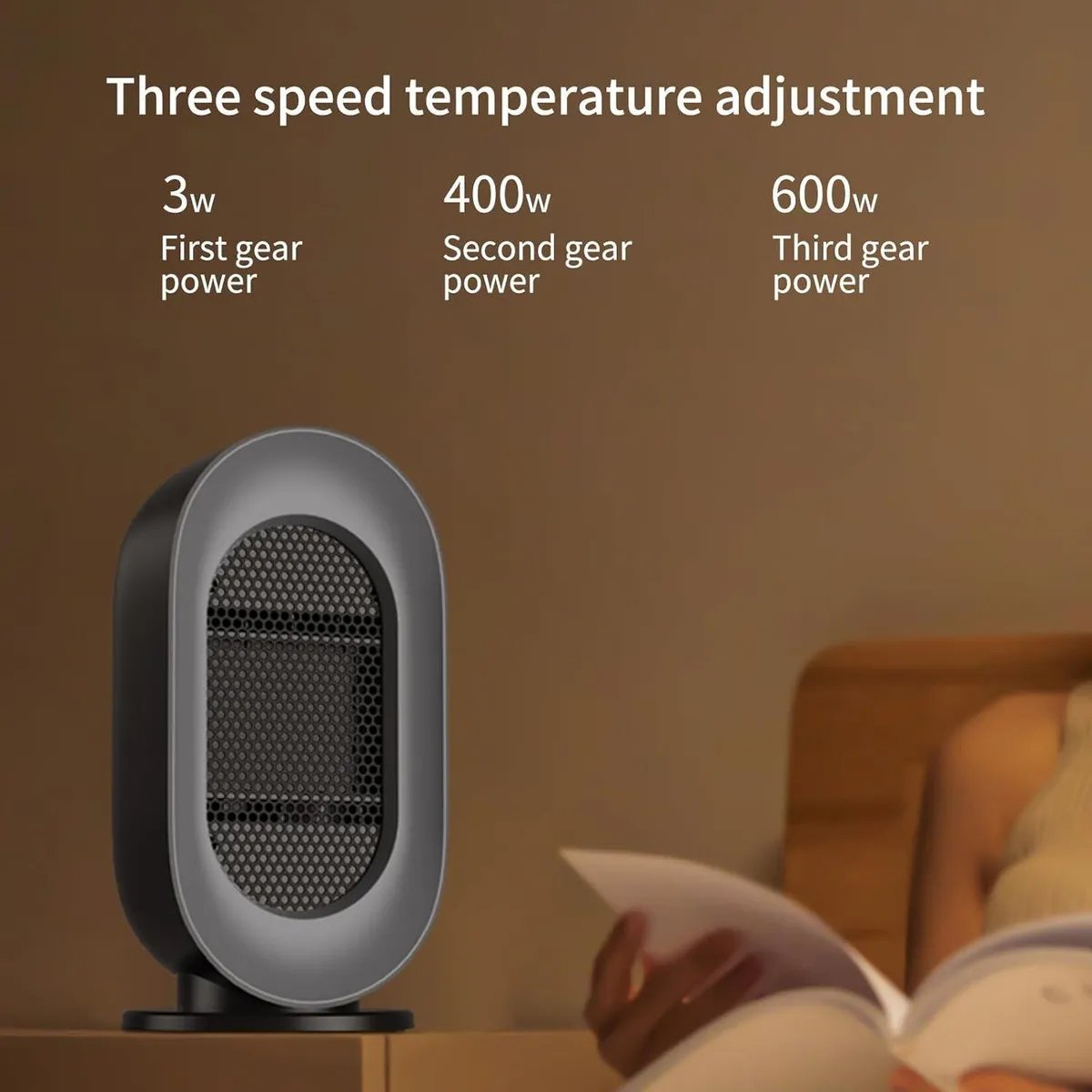 Calefactor Eléctrico Bajo Consumo 600W con termostato,3. - Imagen 3