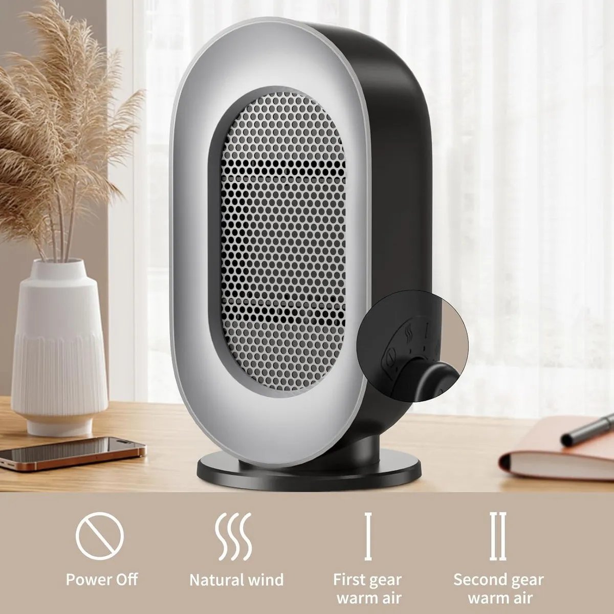 Calefactor Eléctrico Bajo Consumo 600W con termostato,3. - Imagen 2