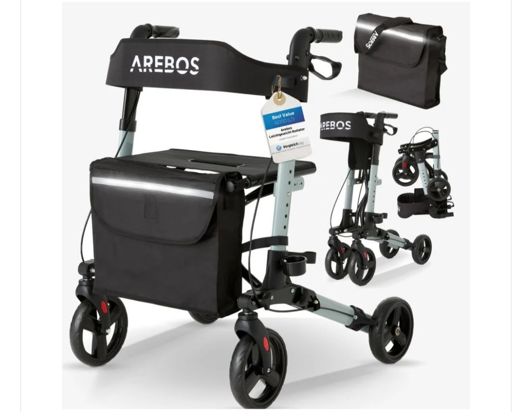 Rollator de aluminio negro Arebos