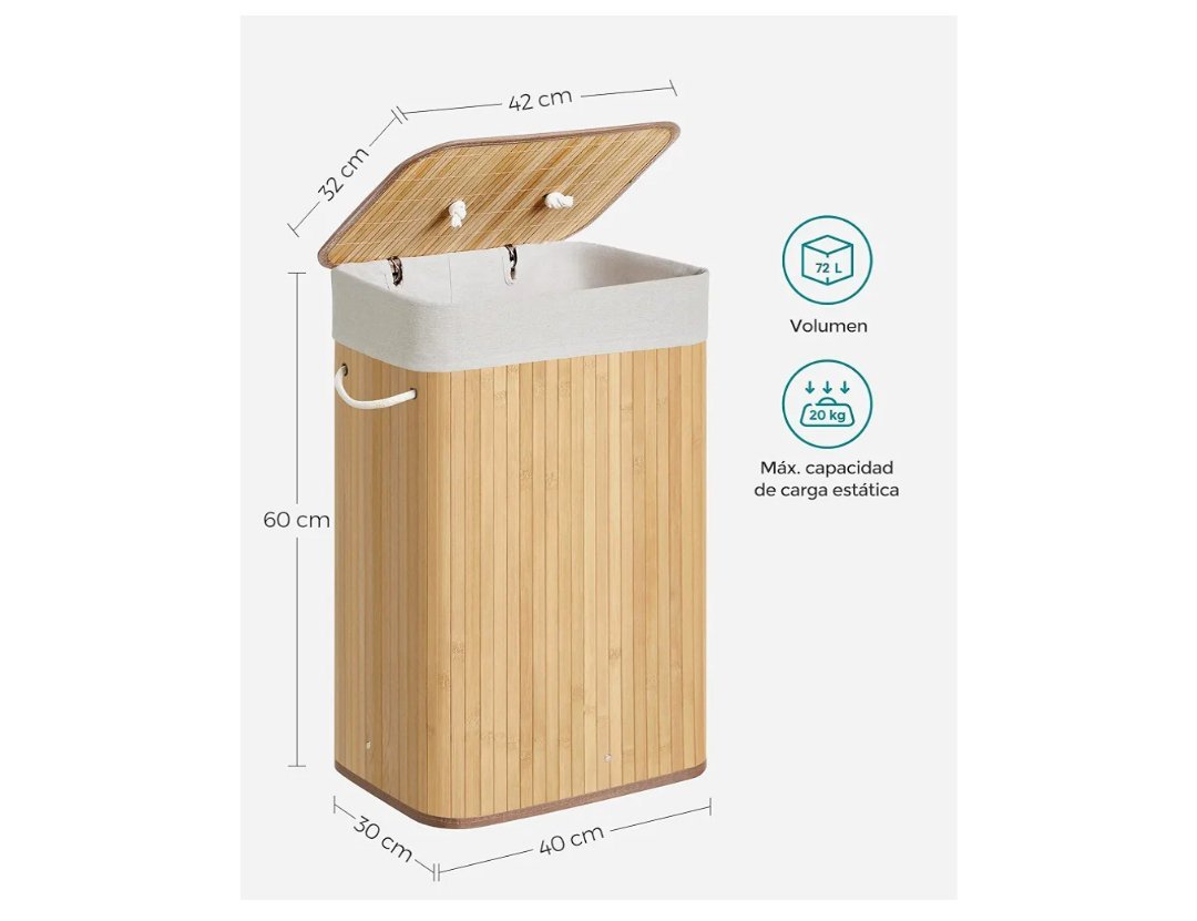 SONGMICS Cesto de la Ropa Sucia LCB10Y - Imagen 2