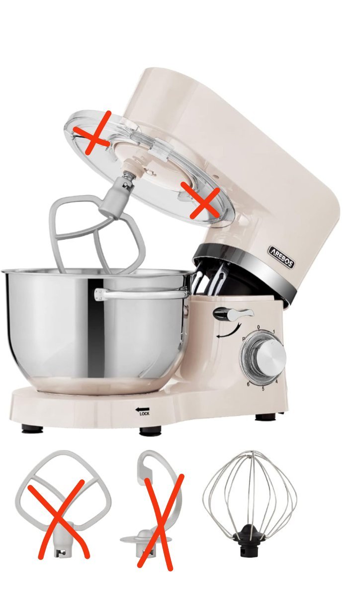 Arebos Batidora Amasadora Multifunción color crema