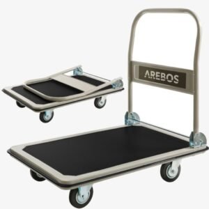Carro de plataforma 300 kg negro-crema Arebos
