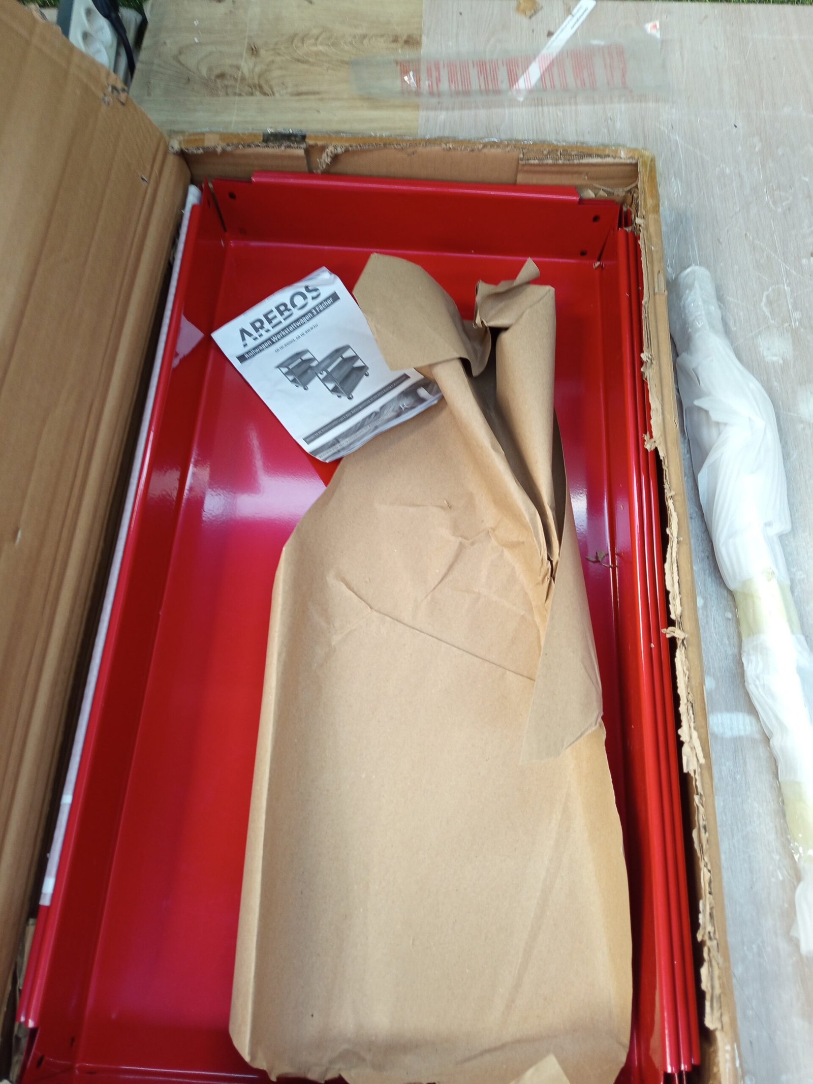 Carro de taller con 3 compartimentos rojo Arebos - Imagen 9