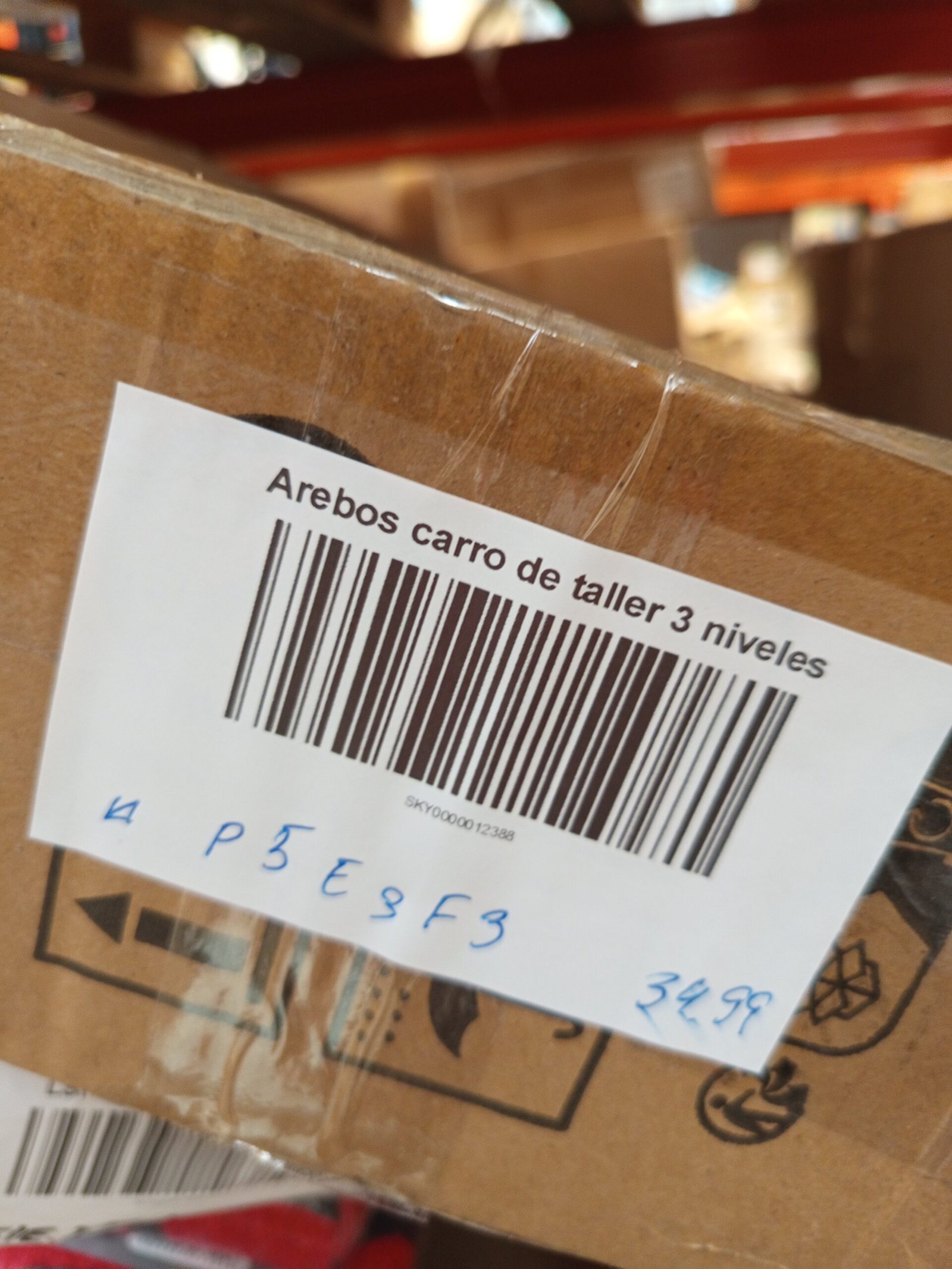 Carro de taller con 3 compartimentos rojo Arebos - Imagen 4