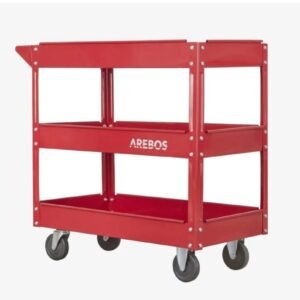 Carro de taller con 3 compartimentos rojo Arebos
